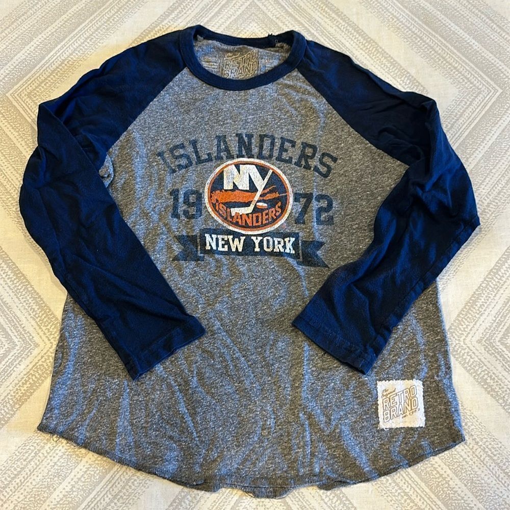 Retro Brand Boys New York Islanders Raglan Long Sleeve T-Shirt - Size 4